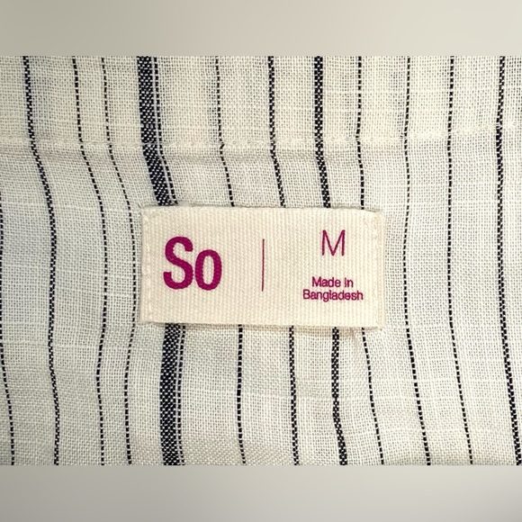 So Women’s Cream Button Up Spaghetti Strap Stripe Belted V-Neck Dress Size M NWT - Picture 12 of 12